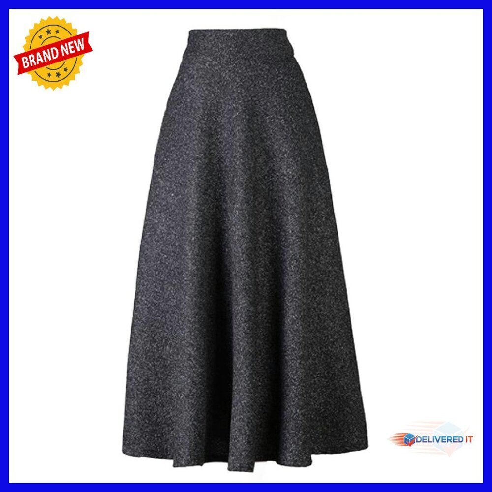 Winter Maxi Skirt with Pockets, High Elastic Waist, A-Line Long Fall Skirt